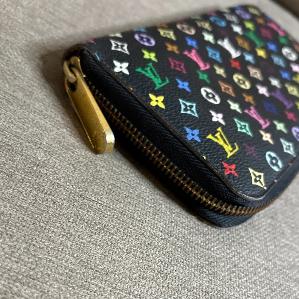 Louis Vuitton Black Takashi Murakami Monogram Zip Wallet - Picture 6 of 9